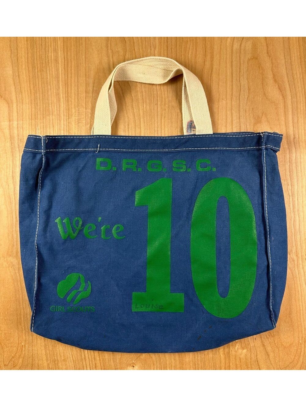 Vintage 80s Girl Scouts tote bag drgsc 10 year anniversary gorp delaware raritan